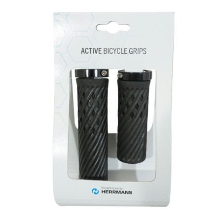 POIGNEE VTT HERRMANS LUNA LOCK 90-130mm NOIR AVEC COLLIER FERMETURE (PAIRE)