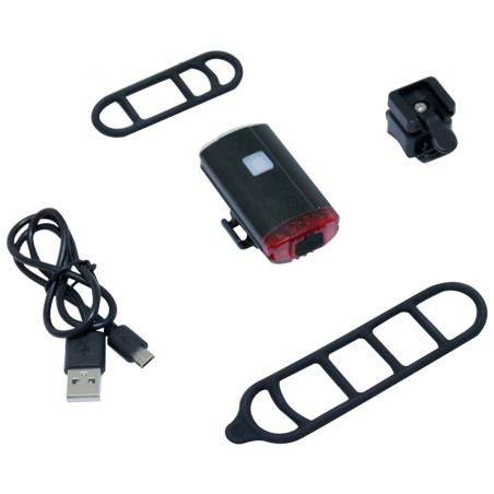 ECLAIRAGE VELO USB AVANT - ARRIERE NEWTON LED 200 LUMENS (AVANT) POUR CASQUE 3 MODES (AUTONOMIE 2H-5H)