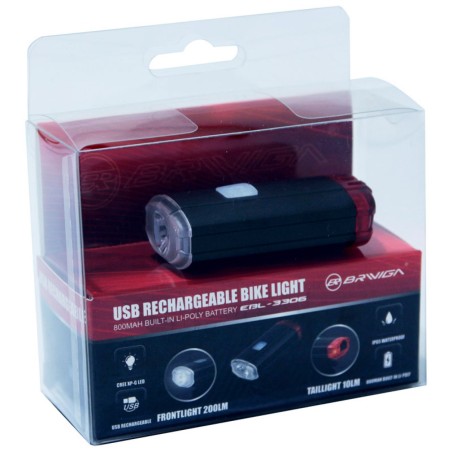 ECLAIRAGE VELO USB AVANT - ARRIERE NEWTON LED 200 LUMENS (AVANT) POUR CASQUE 3 MODES (AUTONOMIE 2H-5H)