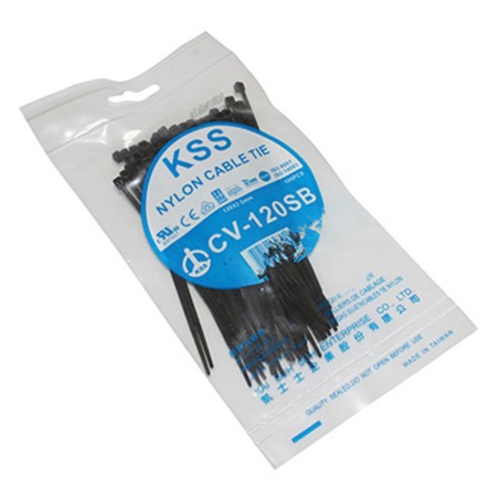 COLLIER DE SERRAGE NYLON TYPE RILSAN 2,5x120mm NOIR (VENDU PAR 100)