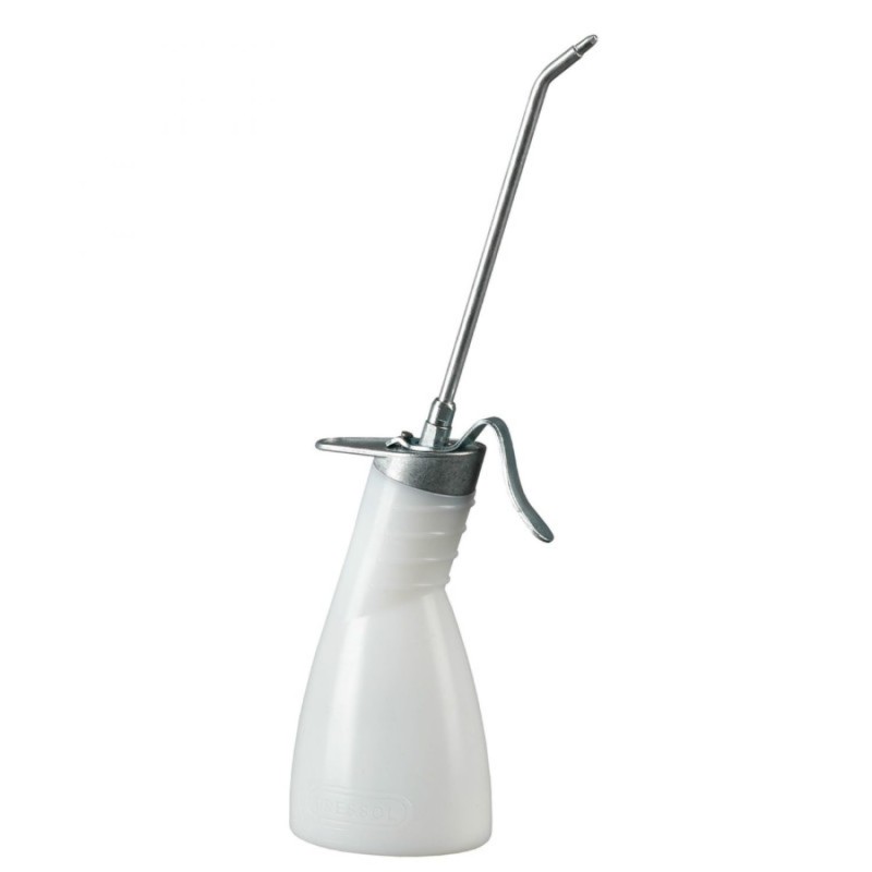 BURETTE ATELIER PRESSOL EN POLYETHYLENE TRANSPARENT 500ml  POMPE EN LAITON AVEC BEC RIGIDE 165mm PERMET UN DOSAGE GOUTTE A