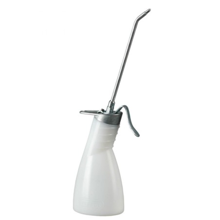 BURETTE ATELIER PRESSOL EN POLYETHYLENE TRANSPARENT 500ml  POMPE EN LAITON AVEC BEC RIGIDE 165mm PERMET UN DOSAGE GOUTTE A
