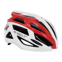 CASQUE VELO ADULTE GIST E-BIKE PLANET BLANC-ROUGE IN-MOLD TAILLE 58-62 REGLAGE MOLETTE 212GRS