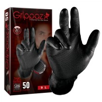 GANTS ATELIER NITRILE ECAILLES DE POISSON RESISTANT AUX PRODUITS CHIMIQUES, AUX HUILES, A L'ESSENCE NOIR