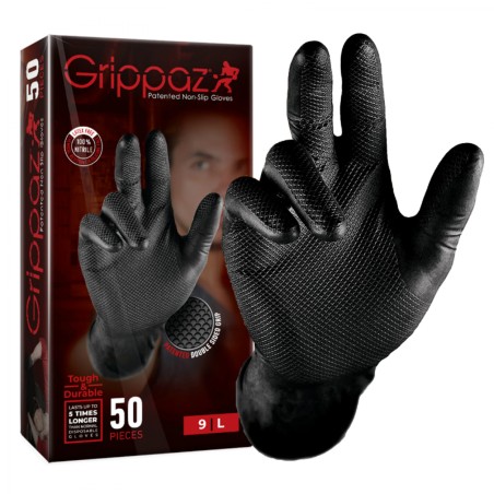 GANTS ATELIER NITRILE ECAILLES DE POISSON RESISTANT AUX PRODUITS CHIMIQUES, AUX HUILES, A L'ESSENCE NOIR