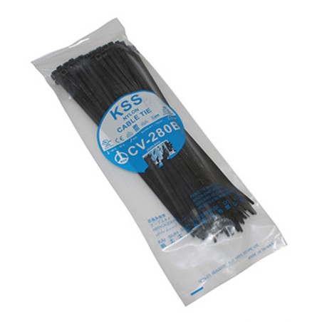 COLLIER DE SERRAGE NYLON TYPE RILSAN 4,8x280mm NOIR (VENDU PAR 100)