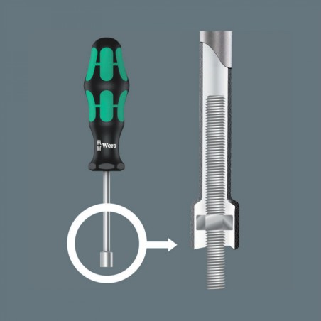 TOURNEVIS A DOUILLE WERA 395 HOLO 10 mm NOIR-VERT (VENDU A L'UNITE)  -MARQUE ALLEMANDE POUR LES ATELIERS-