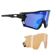 LUNETTES VELO ADULTE NEWTON NAGAS MONTURE NOIR (2 VERRES INTERCHANGEABLES SOLAIRE BLEU ET ECLAIRANT ORANGE) LIVRE DANS BOITE