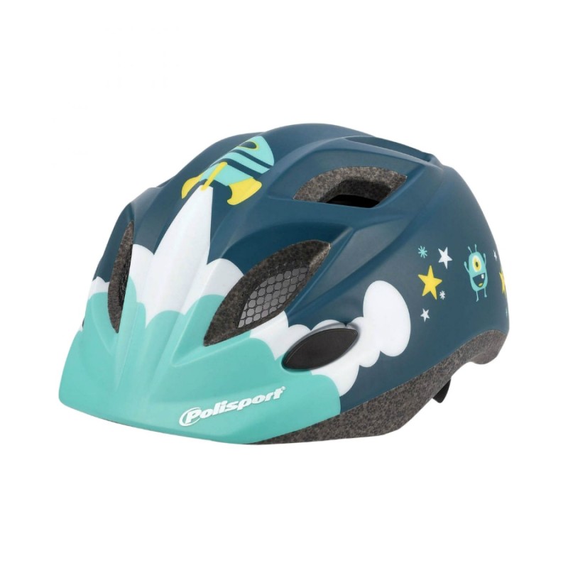 CASQUE VELO ENFANT POLISPORT SPACESHIP BLEU MAT TAILLE 48-52cm AVEC MOLETTE (VENDU SUR CARTE)