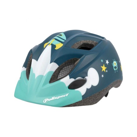 CASQUE VELO ENFANT POLISPORT SPACESHIP BLEU MAT TAILLE 48-52cm AVEC MOLETTE (VENDU SUR CARTE)