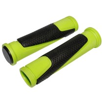 POIGNEE VTT NEWTON BI-MATIERE VERT-NOIR L130mm (PAIRE)