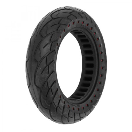 PNEU TROTTINETTE 10 X 2.50 NOIR POINT ROUGE - PNEU PLEIN ( pour jante largeur 34mm, diamètre inter 141mm, diamètre exter