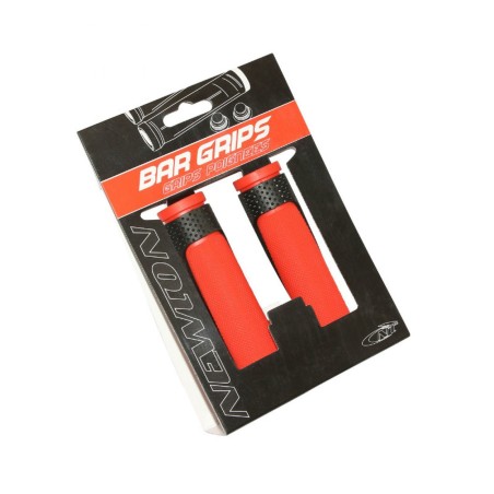 POIGNEE VTT NEWTON BI-MATIERE ROUGE-NOIR L130mm (PAIRE)