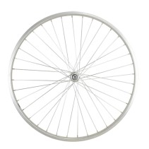 Roue velo urbain 650 x 35b av ecrou axe plein jante alu argent 36t