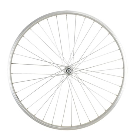 Roue velo urbain 650 x 35b av ecrou axe plein jante alu argent 36t