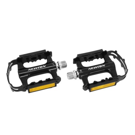 PEDALE VTT ROULEMENT ETANCHE PREMIUM NEWTON CORPS ALU NOIR CAGE ALU NOIRE 9-16" (PAIRE)