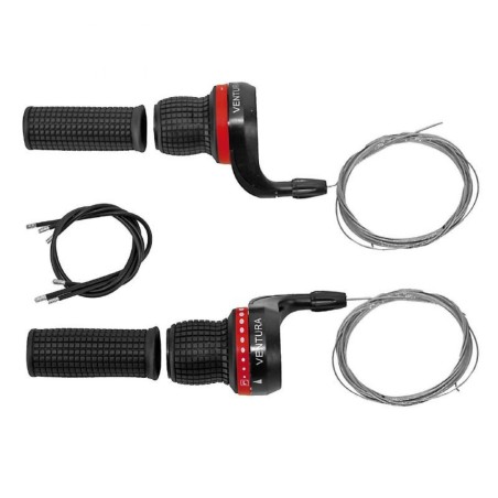 MANETTE VTT VENTURA GRIPSHIFT 3x7V. (PAIRE) AVEC REVETEMENTS - POIGNEE TOURNANTE