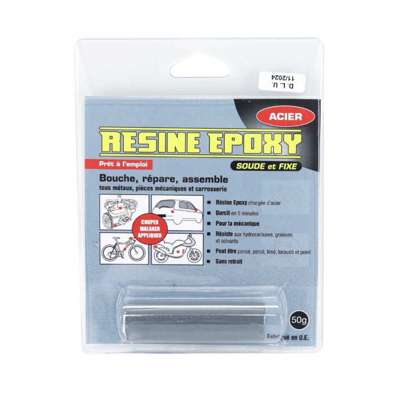 EPOXY RESINE-COLLE BLISTER PRESSOL 50g  ACIER 145x30 (VENDU A L'UNITE)