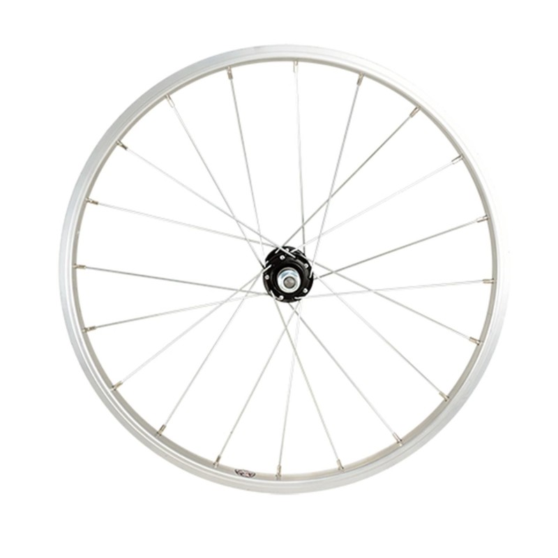 Roue vtt 20" av ecrou axe plein jante argent mach1 m110. moyeu alu 28t