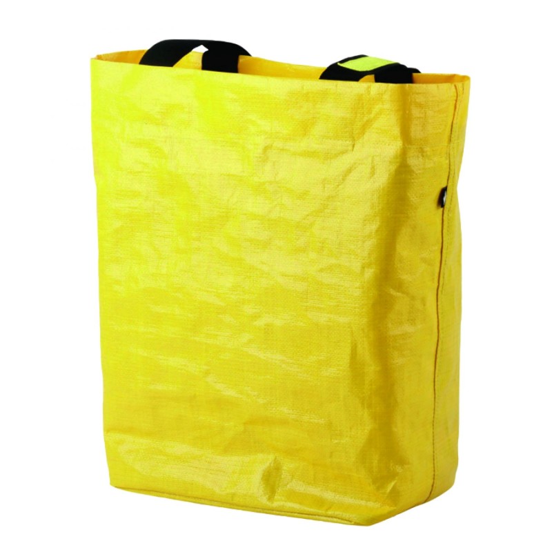 SACOCHE ARRIERE VELO LATERALE JAUNE (MATERIAU RECYCLE) FIXATION PORTE BAGAGE SUR CROCHET