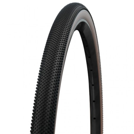 Pneu gravel 700 x 45 Schwalbe g-one allround noir-flanc bronze ts (45-622) renfort race guard tubeless-tubetype compatible vae