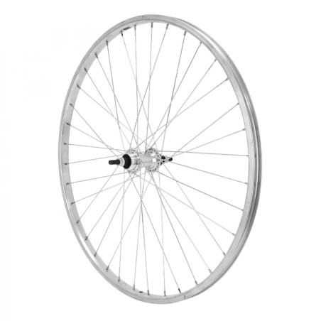 Roue city 650x35b alu arriere moyeu alu axe plein roue libre 1v. (35-584) (vendu avec ecrou 10x100) jante 21c