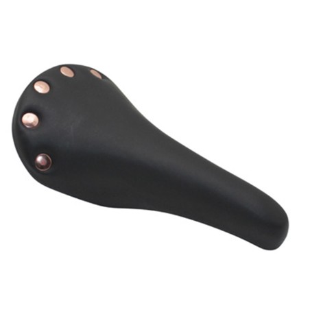 SELLE DDK ROUTE VINTAGE COLORI NOIR AVEC RIVETS RAIL ACIER 263x148mm