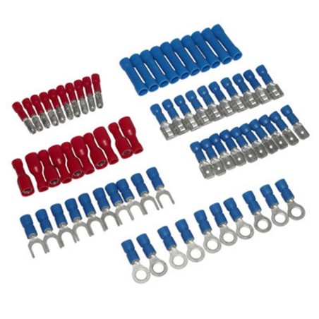 COSSE ELECTRIQUE PRE-ISOLEE UNIVERSELLE BLEU   ROUGE POUR FIL 0,5 à 2,5 mm²  (ASSORTIMENT SACHET DE 70 PIECES)