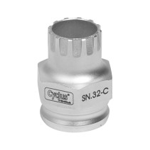 OUTIL PRO DEMONTE CASSETTE CYCLUS POUR SHIMANO ET MICHE 8V. COMPATIBLE AVEC L'OUTIL SNAP.IN 179967 OU CLE 32mm