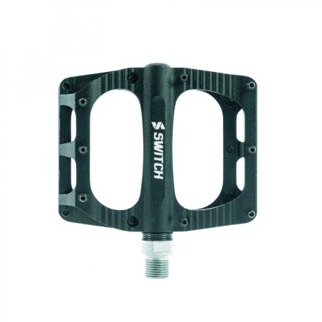 PEDALE VTT DESCENTE - BMX SWITCH FREERIDE NOIR ALU FILETAGE 9-16 AVEC PICOTS (PAIRE) 100x90mm