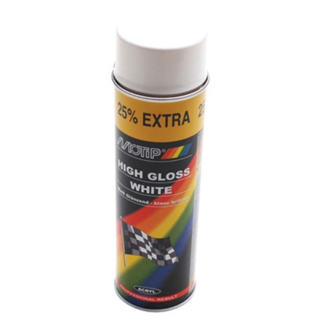 BOMBE DE PEINTURE MOTIP PRO ACRYLIQUE BRILLANT BLANC AEROSOL 500 ml (04004)