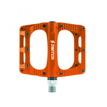 PEDALE VTT DESCENTE - BMX SWITCH FREERIDE ORANGE ALU FILETAGE 9-16 AVEC PICOTS (PAIRE) 100x90mm