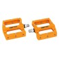 PEDALE VTT DESCENTE - BMX SWITCH JUMP ORANGE RESINE FILETAGE 9-16 AVEC PICOTS ARGENT (PAIRE)