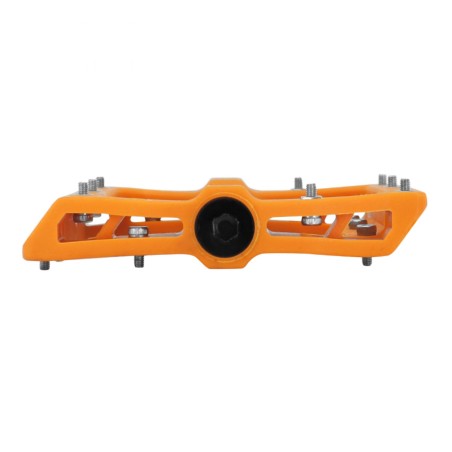 PEDALE VTT DESCENTE - BMX SWITCH JUMP ORANGE RESINE FILETAGE 9-16 AVEC PICOTS ARGENT (PAIRE)