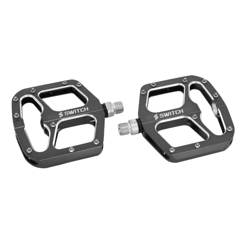 PEDALE VTT DESCENTE - BMX SWITCH GAP ARGENT ALU FILETAGE 9-16 AVEC PICOTS ARGENT (PAIRE)