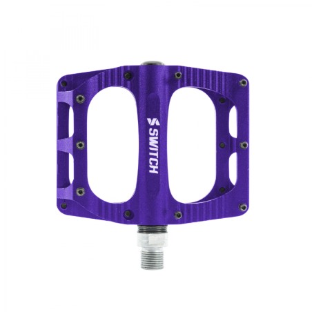 PEDALE VTT DESCENTE - BMX SWITCH FREERIDE VIOLET ALU FILETAGE 9-16 AVEC PICOTS (PAIRE) 100x90mm