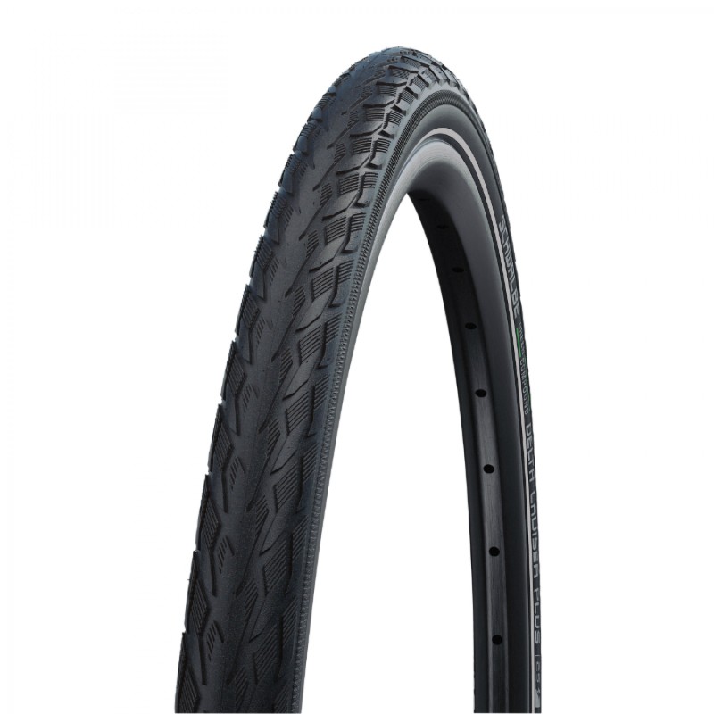 Pneu vtc urbain 700 x 38 Schwalbe delta cruiser plus noir tr (40-622) renfort green guard flanc reflex