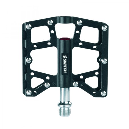 PEDALE VTT DESCENTE - BMX SWITCH NORTH SHORE NOIR ALU FILETAGE 9-16 AVEC PICOTS (PAIRE) 110x95mm