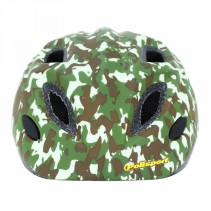 CASQUE VELO ENFANT POLISPORT JUNIOR ARMY VERT TAILLE 52-56cm AVEC MOLETTE ET ECLAIRAGE LED (VENDU SUR CARTE)