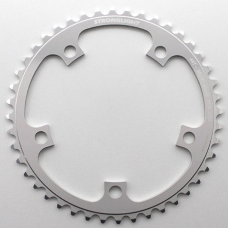 PLATEAU ROUTE 5BRA D.130 STRONGLIGHT 44DTS INTERIEUR ARGENT ALU 7075 TYPE SHIMANO  9-10V.