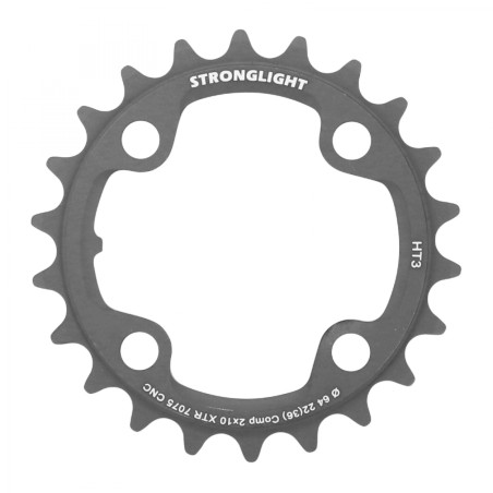 PLATEAU VTT 4BRA D.64 POUR SHIMANO XTR M980 STRONGLIGHT HT3 DOUBLE 22DTS INTERIEUR NOIR (POUR EXTERIEUR 36DTS) NON FILETE 10V.