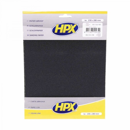 PAPIER A PONCER HPX P80 x1, P120 x2, P180 x1 (230mm x 280mm) (LOT DE 4 FEUILLES)