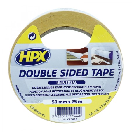 RUBAN DOUBLE FACE HPX UNIVERSEL BLANC 50mm x 25M