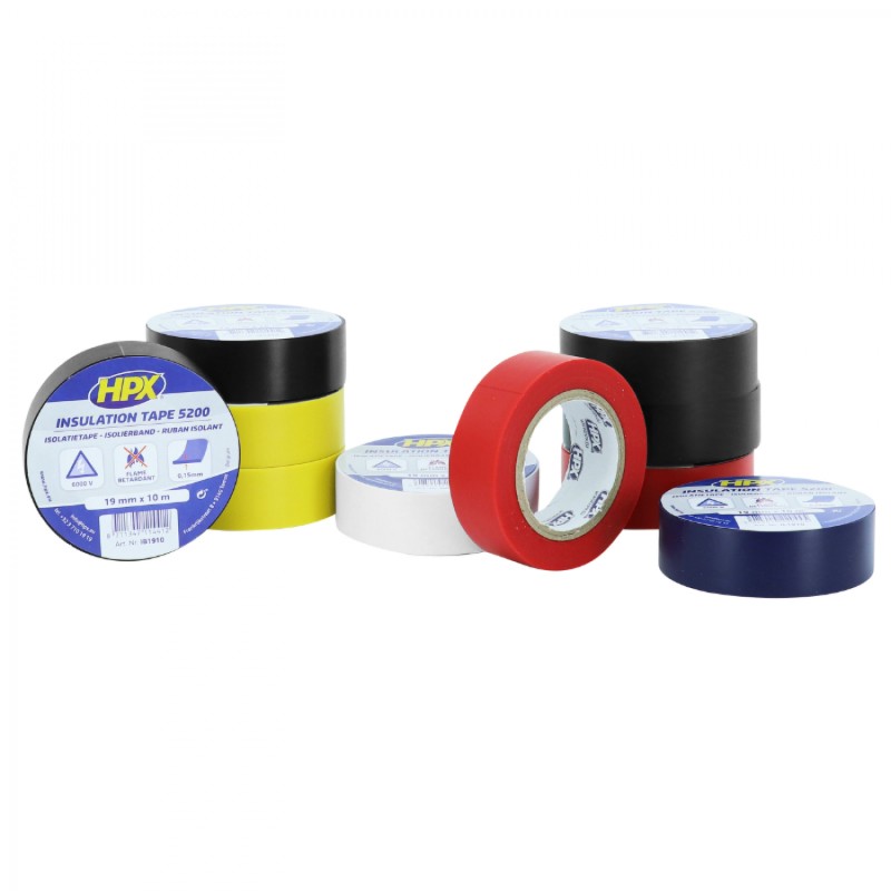 RUBAN ADHESIF HPX ISOLANT XB1910 ASSORTIMENT 19mm x 10M (RESISTANCE DE -50°C à  80°C, 5000V) (LOT DE 10)