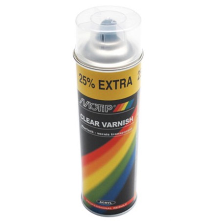 BOMBE DE PEINTURE MOTIP PRO ACRYLIQUE BRILLANT VERNIS AEROSOL 500 ml (04009) (A UTILISER UNIQUEMENT AVEC LES BOMBES PRO