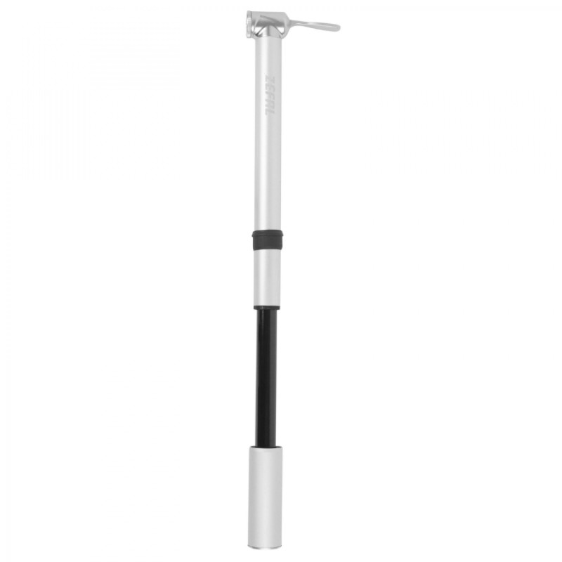 Pompe mini route Zefal road mini alu argent  8bars l230mm vp-vs 117g  pour pneu section 25 à 32mm avec clips fixation