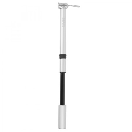 Pompe mini route Zefal road mini alu argent  8bars l230mm vp-vs 117g  pour pneu section 25 à 32mm avec clips fixation