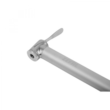 Pompe mini route Zefal road micro alu argent  7bars l165mm vp-vs 95g pour pneu section 25 à 32mm avec clips fixation
