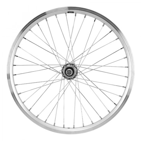 Roue vtt 20" er10 arriere alu double paroi moyeu alu axe plein roue libre 5-6-7v. (vendu avec ecrou 10x100) jante 19c