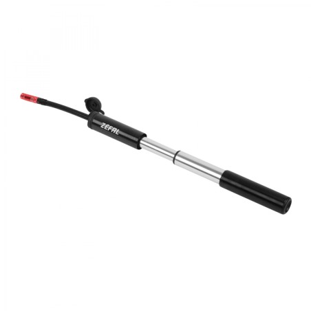 Pompe mini route-gravel Zefal gravel mini alu noir 5.5bars l180mm vp-vs pneu section 35-47 105g avec clips fixation